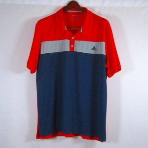 Adidas Mens Blue\Orange\Gray 1/4 Button Down  Short Sleeve Golf Shirt Si…